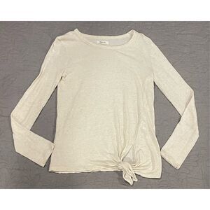 Madewell Cream Long Sleeve Top Knot Front XS
